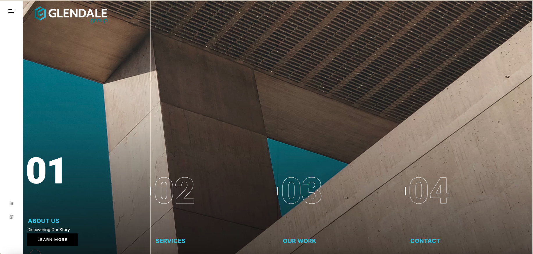 Glendale website frontpage